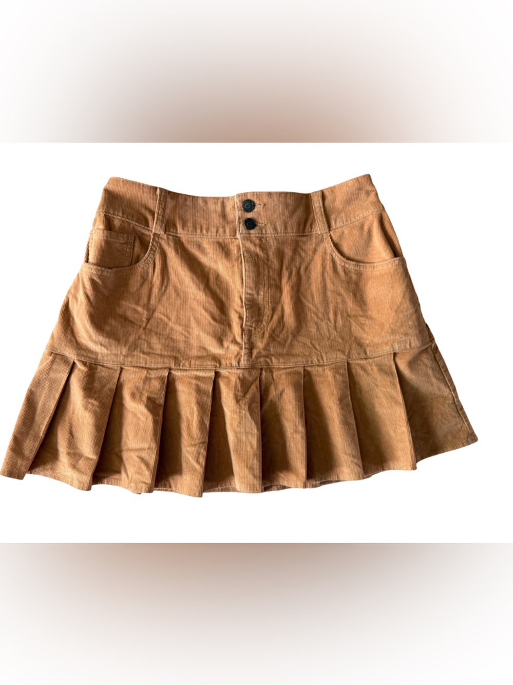Hollister Tan Corduroy Ruffle Hem Mini Skirt Y2K Coquette Small Summer